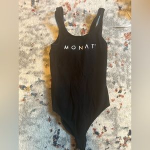 MONAT High Neck Body Suit Black Size XL NWT All Over Logo